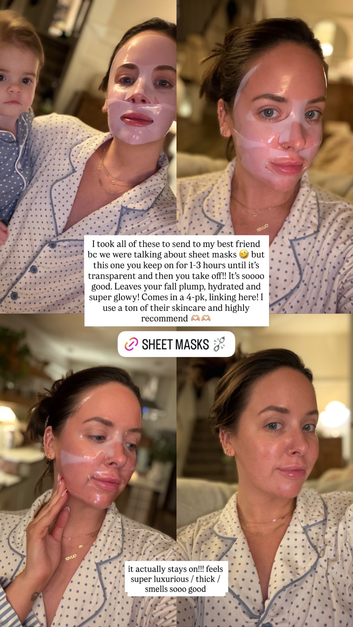 @medicube_global_official  I took all of these to send to my best friend bc we were talking about sheet masks 🤣 but this one you keep on for 1-3 hours until it’s transparent and then you take off!! It’s soooo good. Leaves your fall plump, hydrated and super glowy! Comes in a 4-pk, linking here! I use a ton of their skincare and highly recommend 🫶🏼🫶🏼 it actually stays on!!! feels super luxurious / thick / smells sooo good