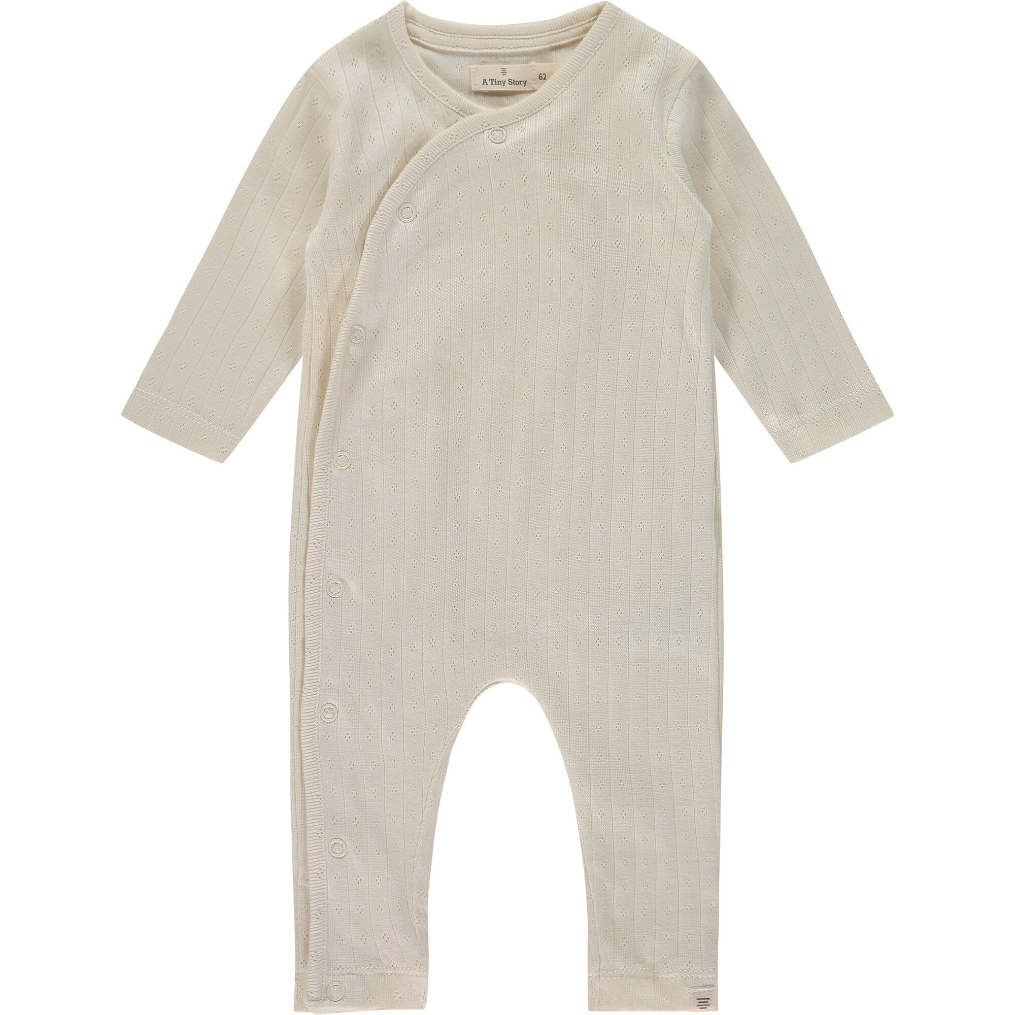 Long Sleeve Kimono Snap Style Romper, Cream | Maisonette