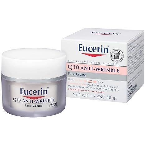 Eucerin Q10 Anti-Wrinkle Face Cream, Unscented Face Cream for Sensitive Skin, 1.7 Oz Jar | Amazon (US)