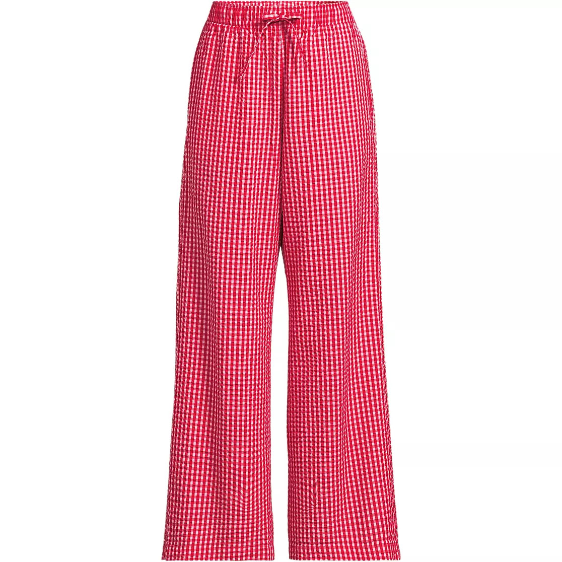 Women's Seersucker High Rise Drawstring Wide Leg Pants | Lands' End (US)
