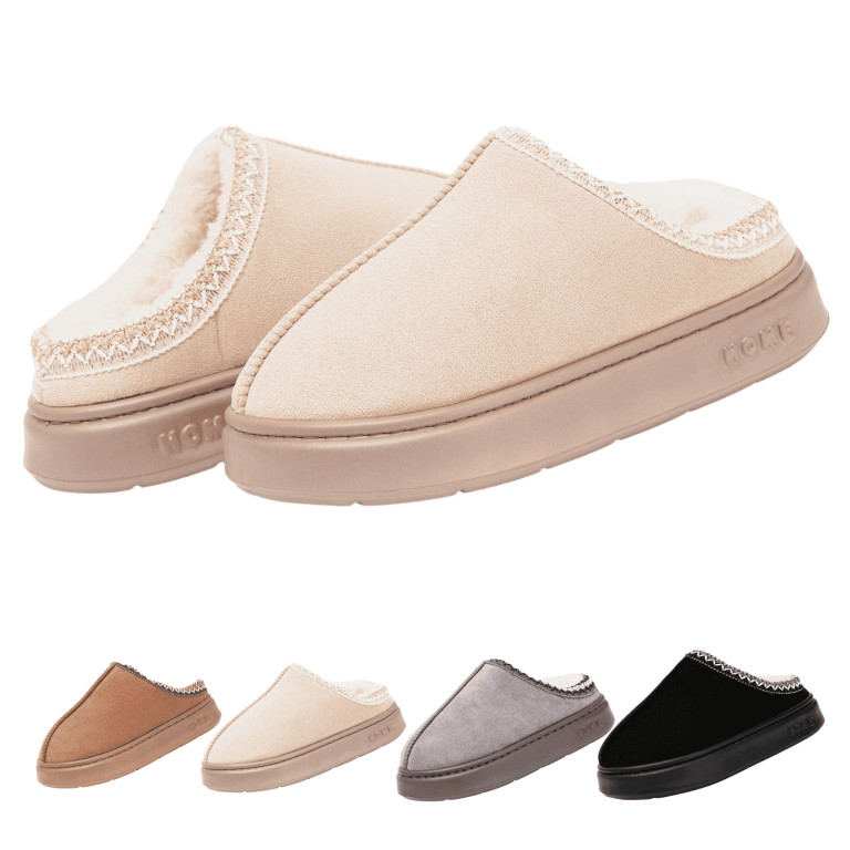 BERANMEY Cozy Platform Fuzzy Slippers for Women and Men Short Ankle Slippers with Anti-Slip Sole ... | Walmart (US)