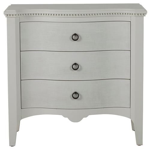 Gabby Sarah White Mahogany Curved Fabric Front 3 Drawer Chest Dresser | Kathy Kuo Home