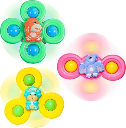 3PCS Spinner Toys for Babies, Baby Bath Toys Travel Essential Airplane Kids Toddlers Toys 1-3 Fid... | Amazon (US)