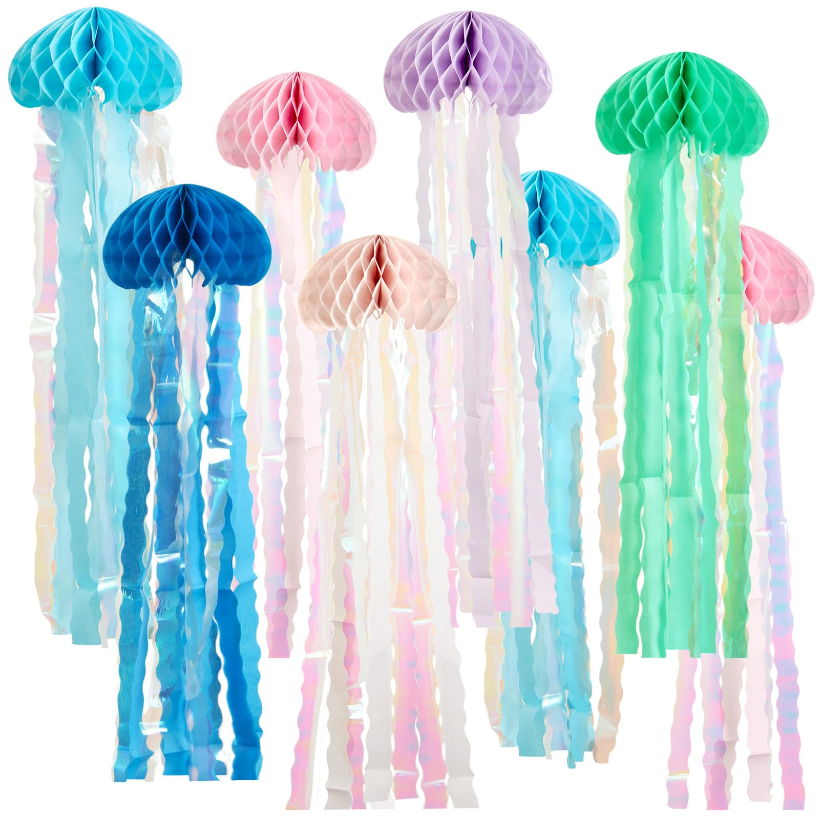 Jellyfish Decorations, 8 Pcs Hanging Jellyfish Honeycomb, Blue Pink Purple Under The Sea Party De... | Amazon (US)