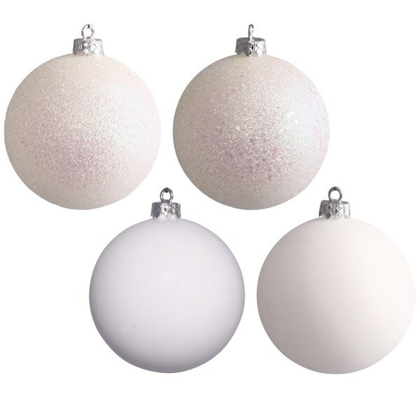 White Finish 6-inch Assorted Ornaments (Pack of 4) | Bed Bath & Beyond