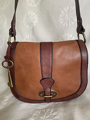 FOSSIL VINTAGE REISSUE Two Tone Brown Leather Flap Crossbody Messenger Bag  | eBay | eBay US