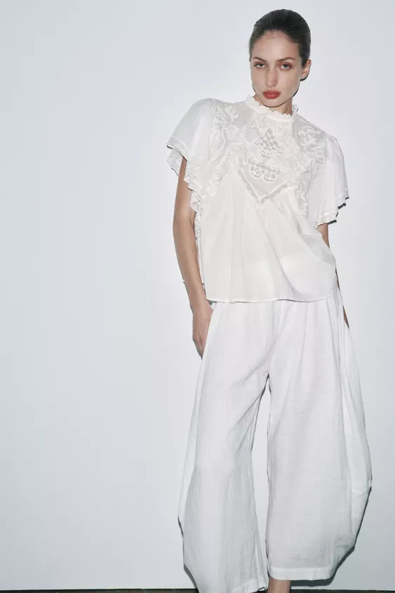LIMITED EDITION EMBROIDERED LACE TOP | Zara US