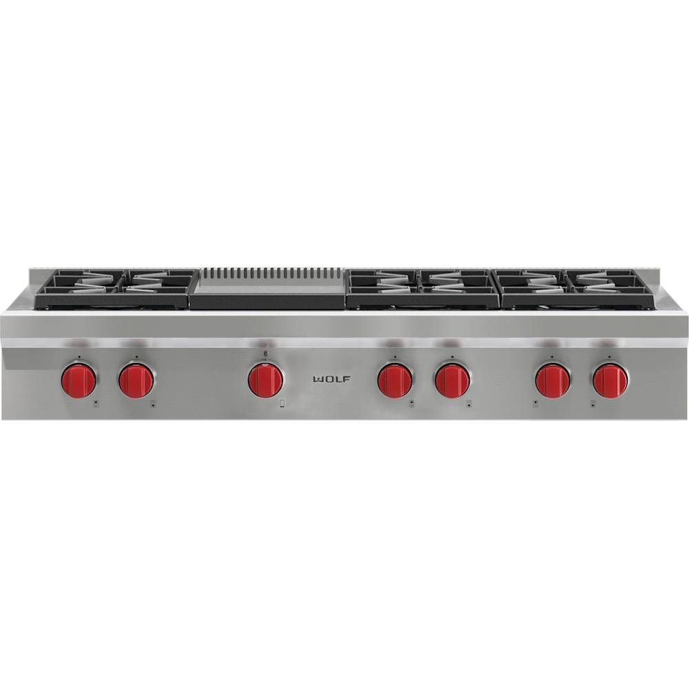 Wolf - 48" Built-In Gas Cooktop with 6 Burners and Infrared Griddle | Best Buy U.S.