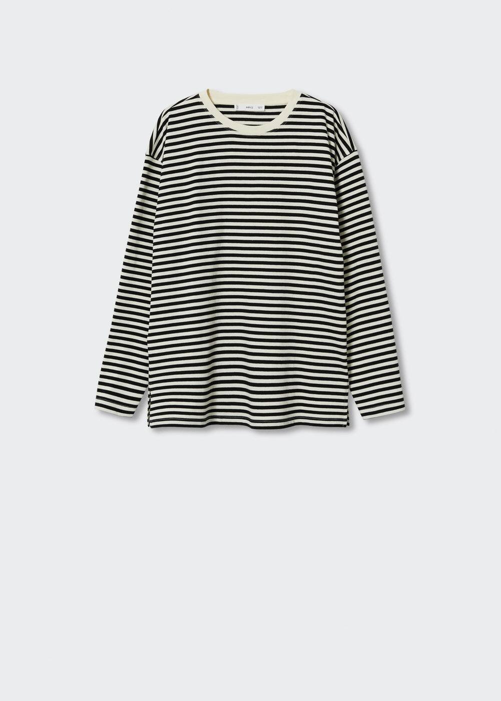 Striped cotton T-shirt | MANGO (US)