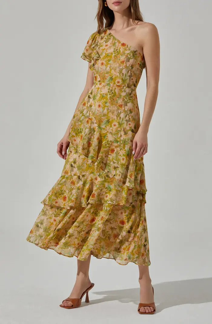 ASTR the Label Asymmetric Ruffle One-Shoulder Maxi Dress | Nordstromrack | Nordstrom Rack