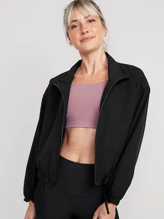 Water-Repellent Packable StretchTech Ruffle-Trimmed Zip-Front Jacket for Women | Old Navy (US)