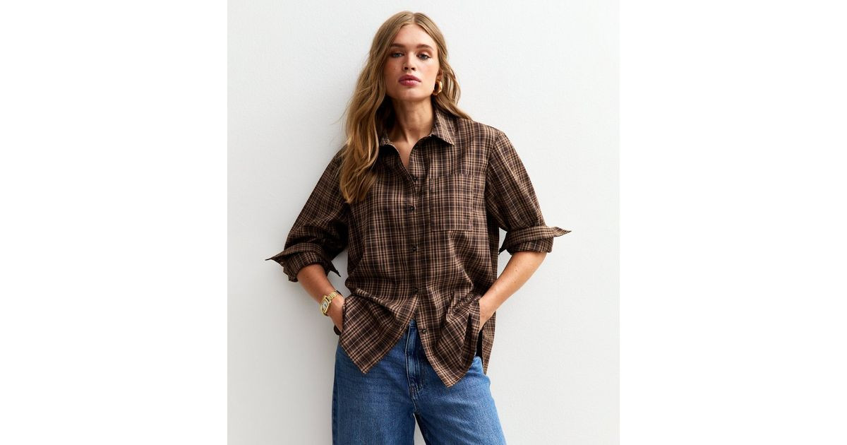 Brown Checked Long Sleeve Shirt | New Look | New Look (UK)