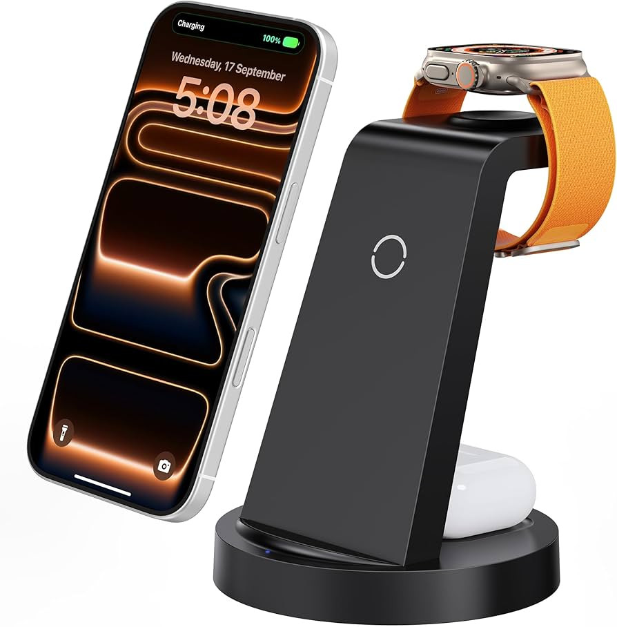 Anlmz 3 in 1 Charging Station for iPhone, Wireless Charger for iPhone 17 16e 16 15 14 13 12 11 X ... | Amazon (US)
