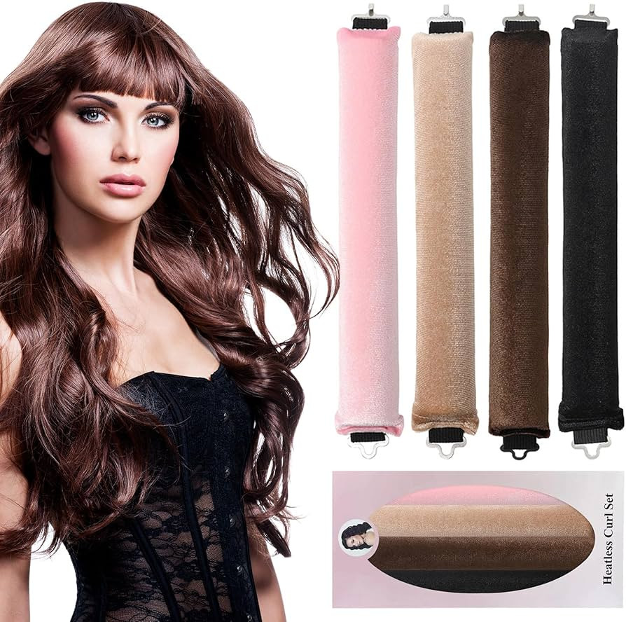 Overnight Blowout Rods - 4PCs Heatless Curling Rod, Jumbo RodsHeatless Hair Curler for Long Hair,... | Amazon (US)