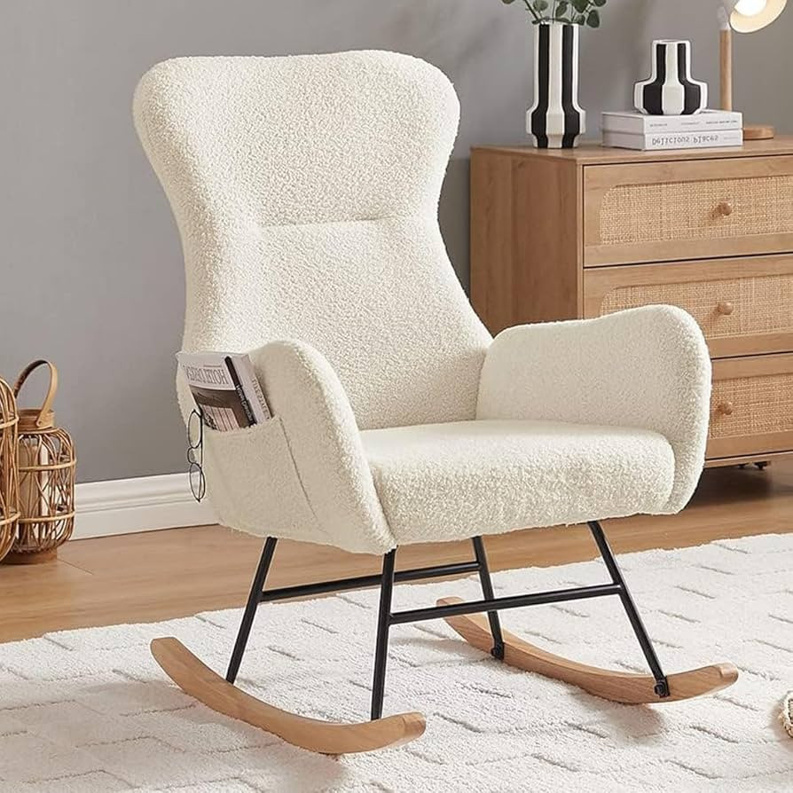 Rocking Chair Nursery,Modern Accent Rocking Chair,Upholstered Nursery Glider Rocker for Baby,Rock... | Amazon (US)