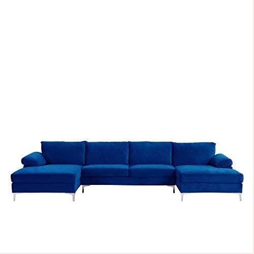 Amazon.com: Casa AndreaMilano Modern Large Velvet Fabric U-Shape Sectional Sofa, Double Extra Wid... | Amazon (US)