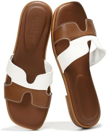 Project Cloud 100% Genuine Leather Sandals for Women 2026 - Fashion Flat Womens Sandals with Memo... | Amazon (US)