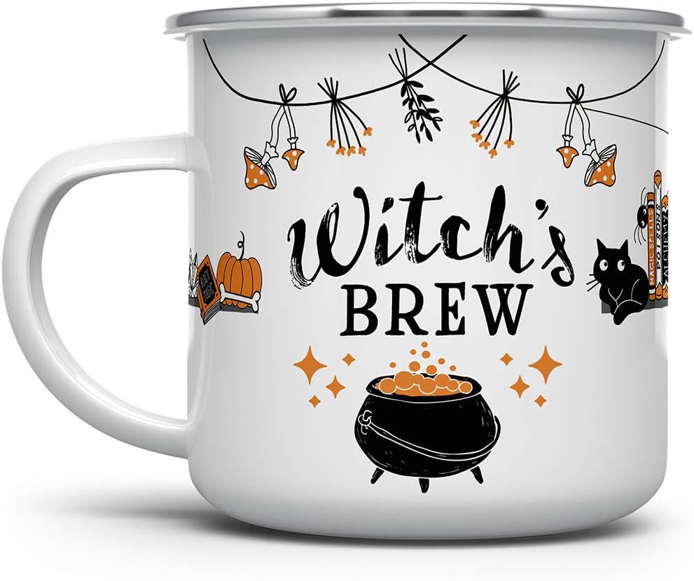 Halloween Fall Autumn Season Enamel Campfire Mug, Witch's Brew Outdoor Camping Coffee Cup, Gift for Friend, Mom, Sister, Coworker (12oz) | Amazon (US)