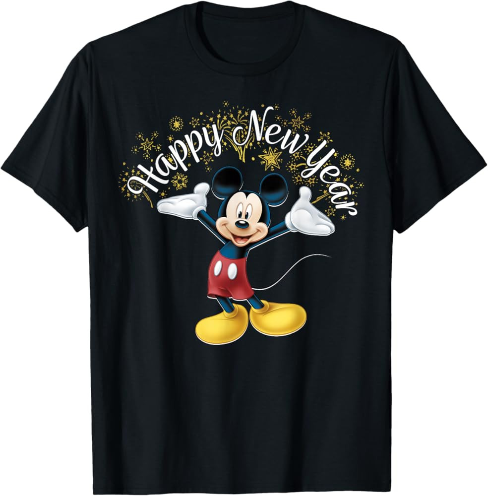 Disney New Year's Mickey Mouse Happy New Year Portrait T-Shirt | Amazon (US)