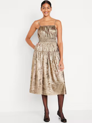 Waist-Defined Cami Shine Midi Dress for Women | Old Navy (US)