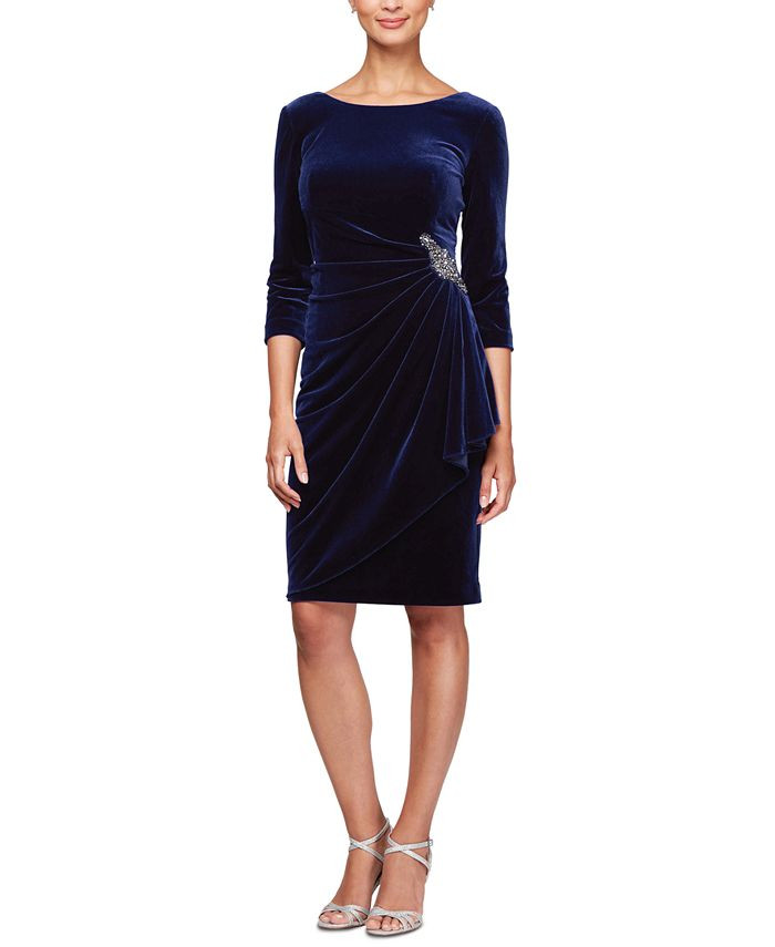 Alex Evenings Women's Embellished-Waist Velvet Dress & Reviews - Dresses - Women - Macy's | Macys (US)