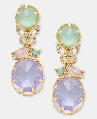 Gold-Tone Stone & Butterfly Drop Earrings | Macy's