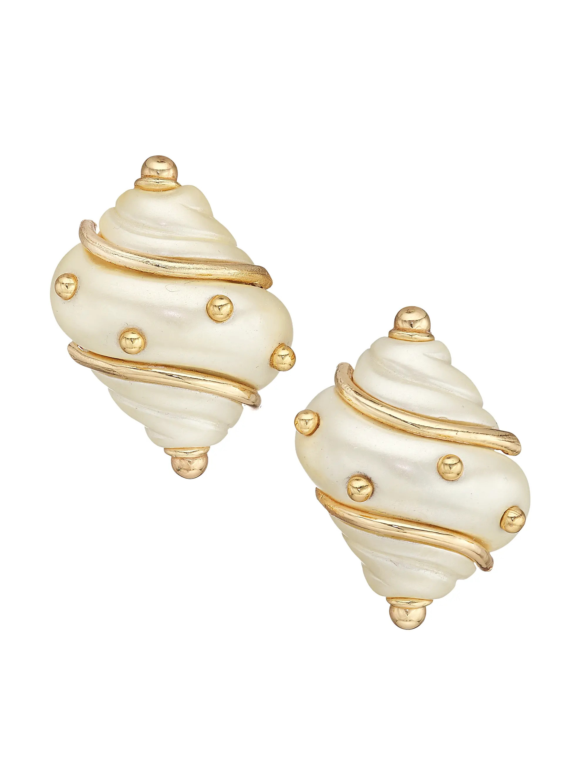 Kenneth Jay Lane Goldtone Faux Pearl Shell Clip-On Earrings | Saks Fifth Avenue | Saks Fifth Avenue