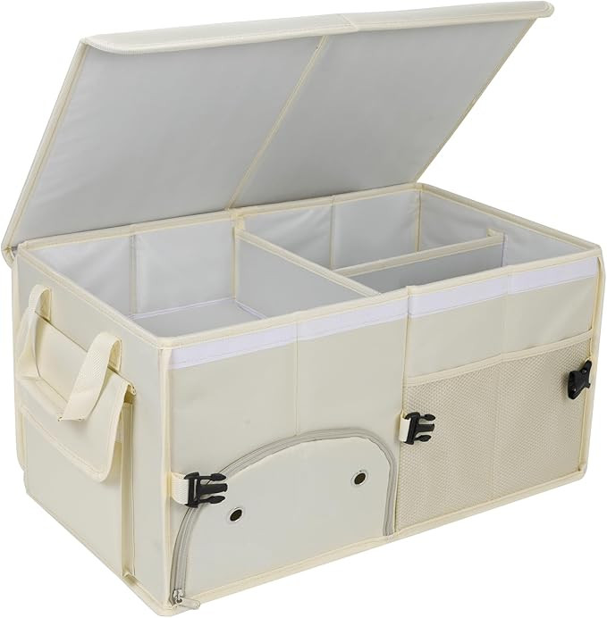 Car Trunk Organizer with Lid Car Storage Organizer Collapsible Multi Compartment Car Organizerwit... | Amazon (US)