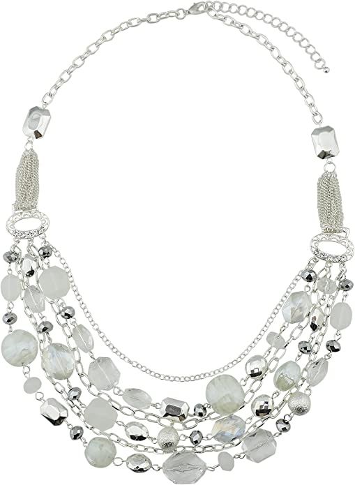 Bocar Newest Multi Layer Chain Crystal Colored Glaze Statement Women Strand Necklace | Amazon (US)