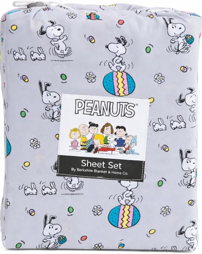 Berkshire Blanket Peanuts Easter Sheet Set, Gray, Twin, Polyester, Lightweight and Breathable, Pr... | Amazon (US)