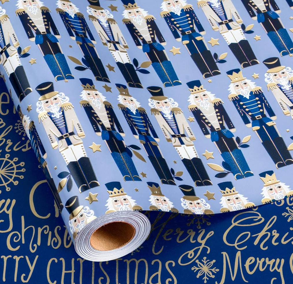 Blue and Gold Nutcracker Christmas Wrapping Paper 

 #LTKHoliday