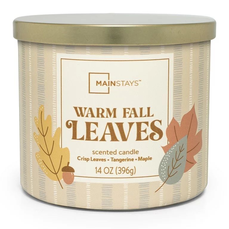 Mainstays 3 Wick Warm Fall Leaves Candle, 14 oz. | Walmart (US)