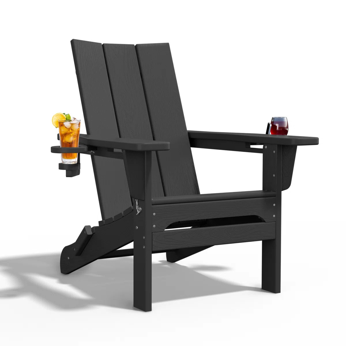 Wolak High Density Polyethylene Folding Adirondack Chair With Double Cup Holder | Wayfair North America