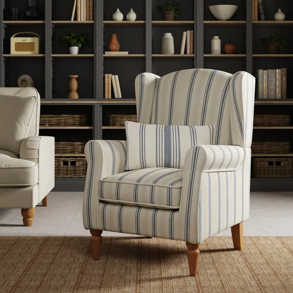 Oswald Pinstripe Wingback Armchair | Dunelm (migrated)