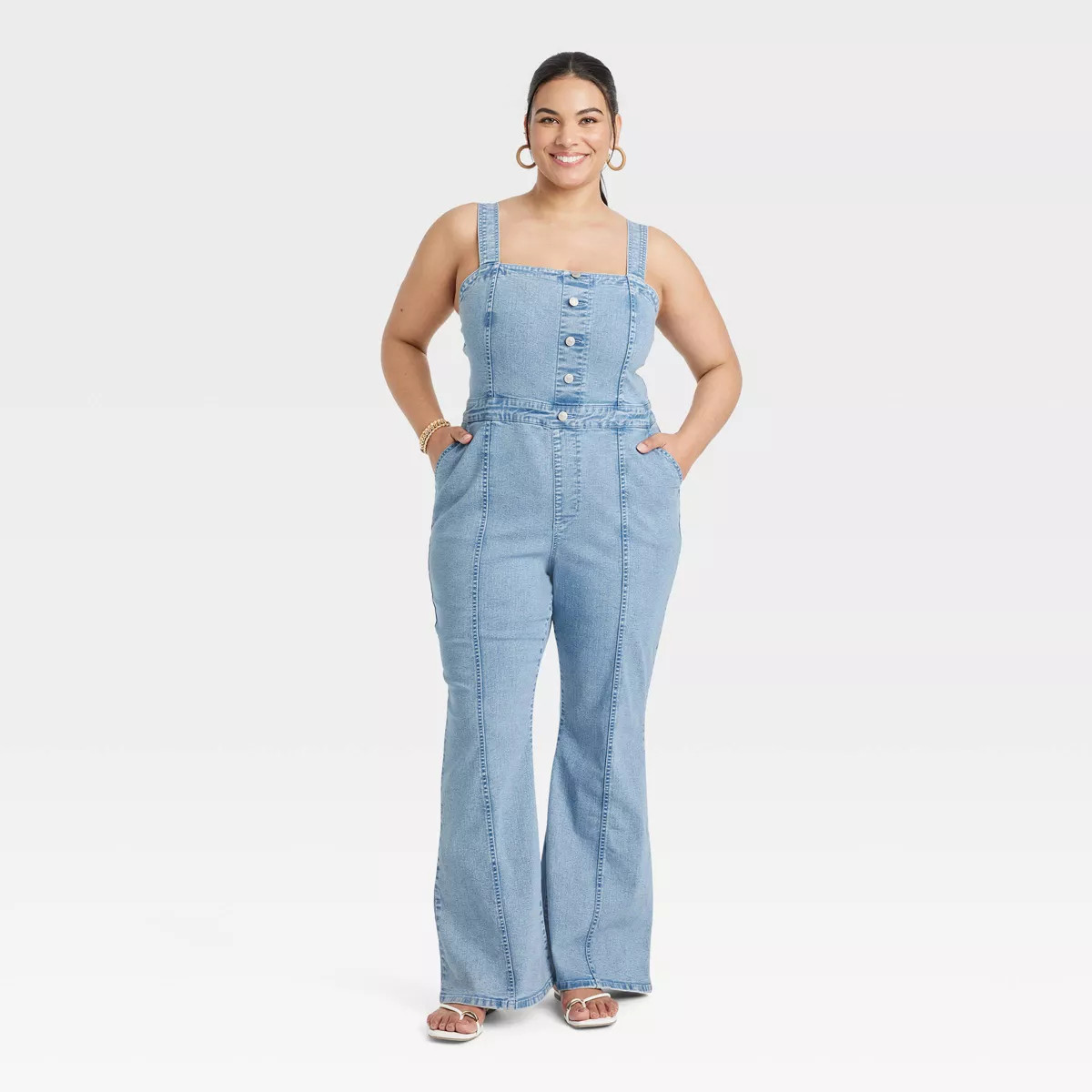 Women's Denim Jumpsuit - Ava & Viv™ Light Wash 16 | Target