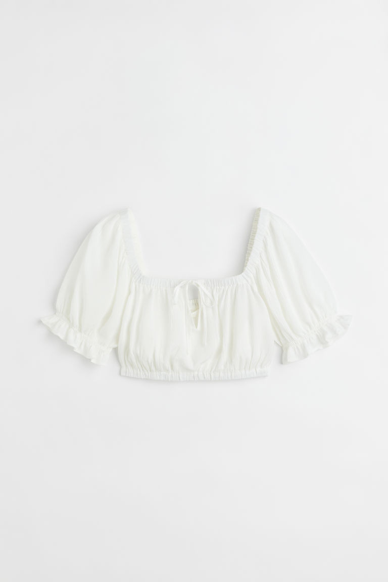 H & M - Crêpe-Bluse mit Puffärmeln - Weiß - Damen | H&M (DE, AT, CH, NL, FI)