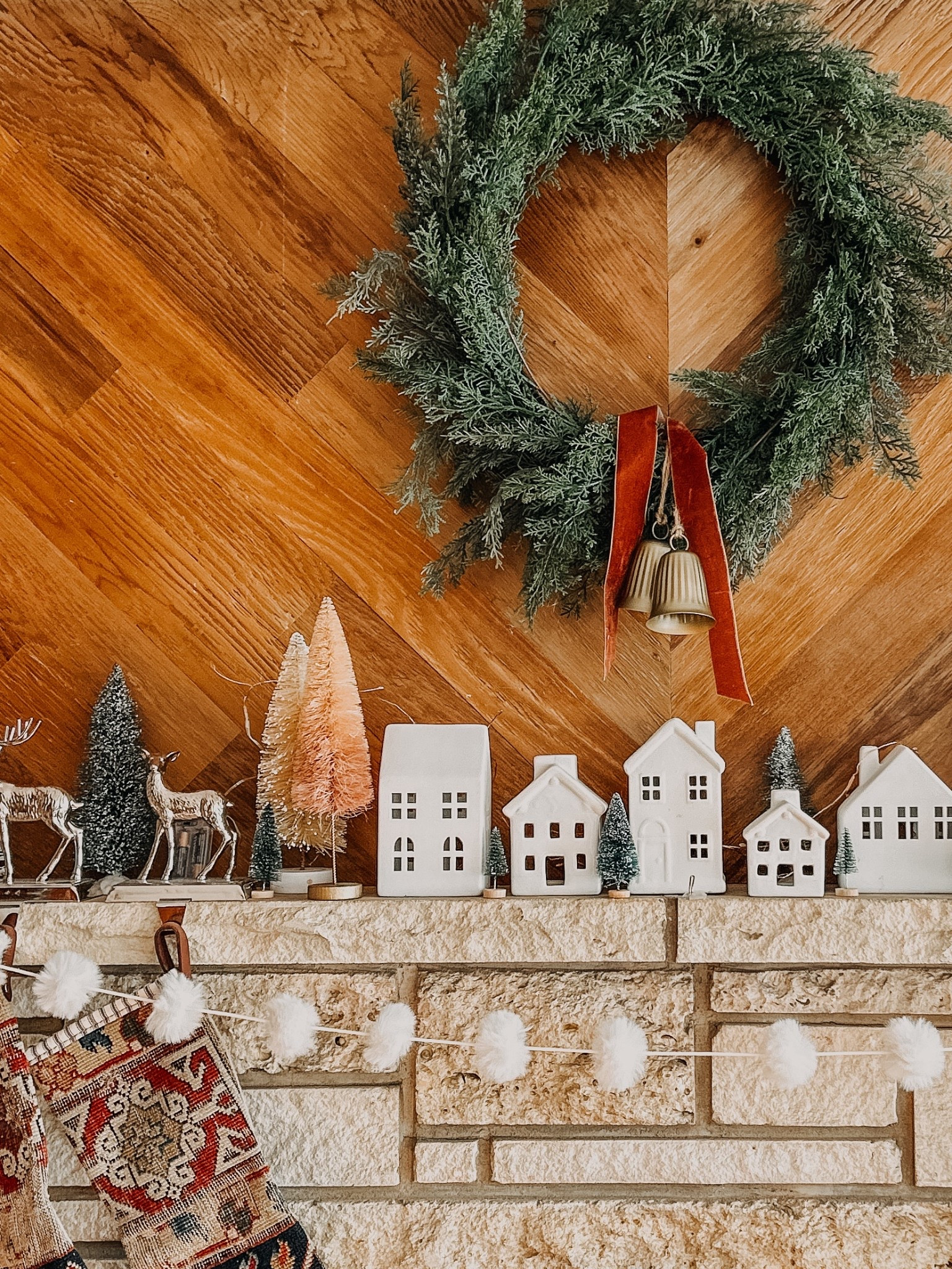 The cuuuutest wreath. Went with the intention of getting a wreath to hang here today and found my perfect one! 
(It’s actually supposed to have the ribbons and bells hanging from the top in the center but I like it better this way)

#LTKFindsUnder50 #LTKHoliday #LTKHome