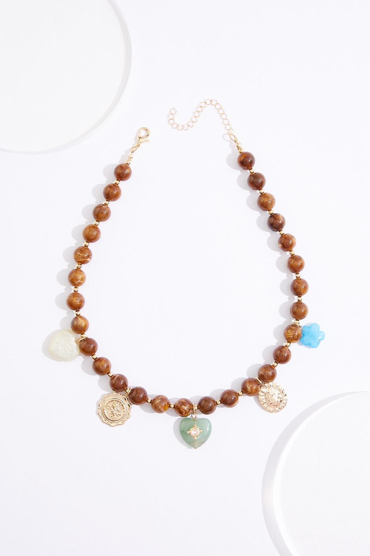 Lucite Heart Mixed Charm Necklace | Cato Fashions
