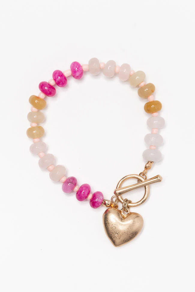 Pink Gemstone Charm Bracelet | Pink Lily