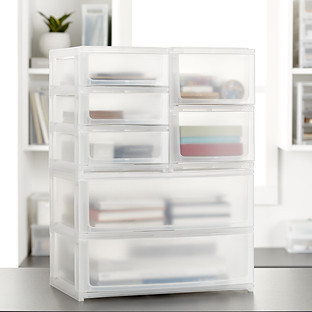 Shimo Large 2-Drawer Stacking Organizer Translucent | The Container Store