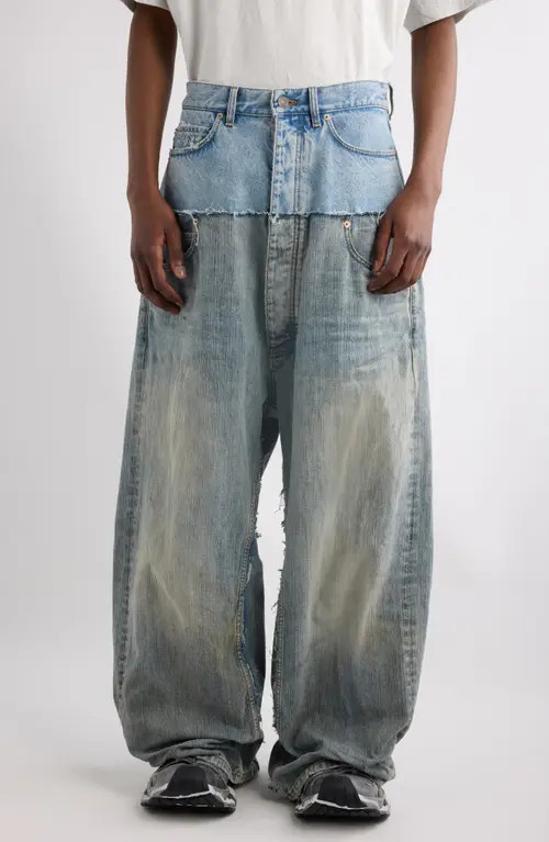 Balenciaga Distressed Layered Jeans in 3969 Iced/Stained at Nordstrom, Size Large | Nordstrom