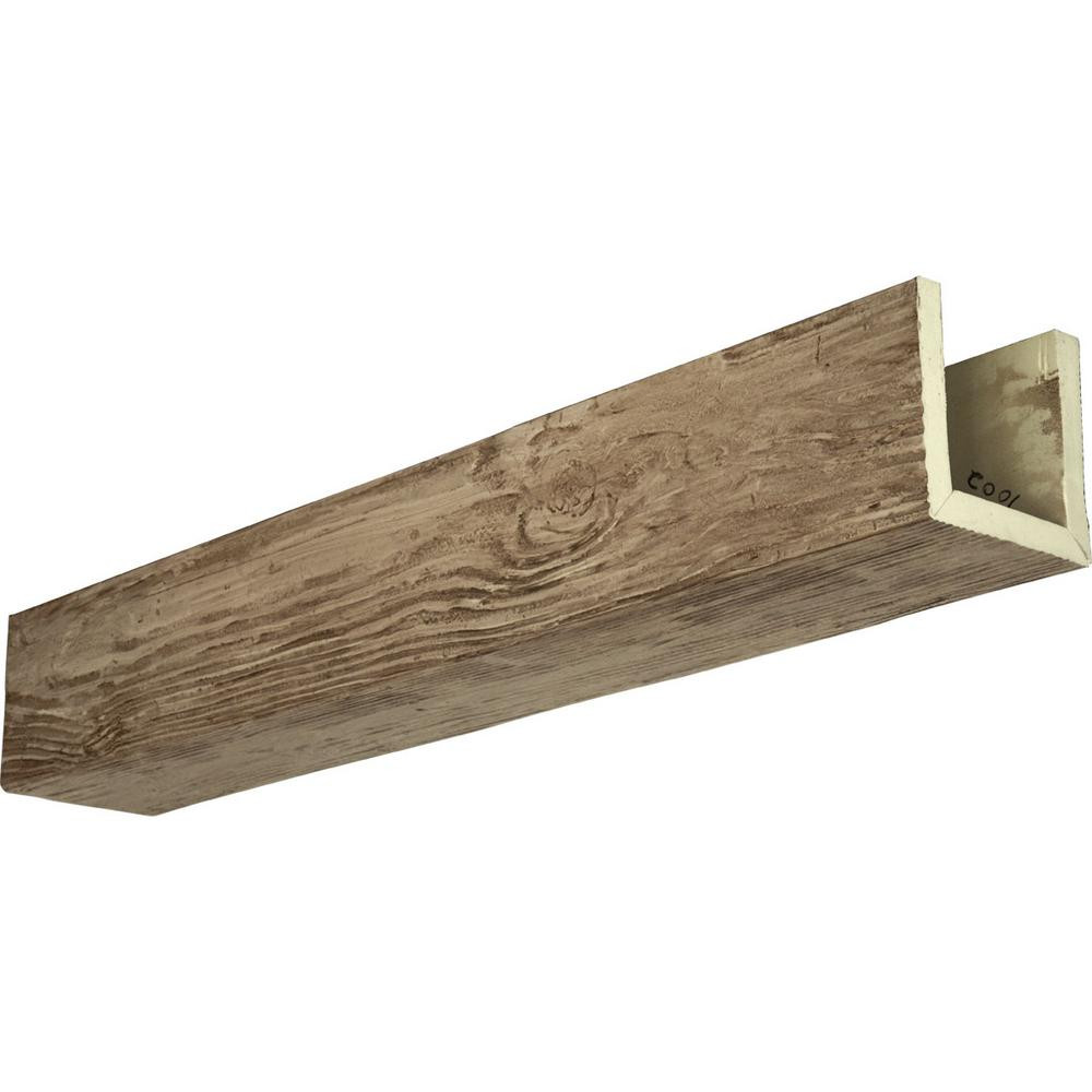Ekena Millwork 8 in. x 8 in. x 10 ft. 3-Sided (U-Beam) Sandblasted Natural Pine Faux Wood Beam | The Home Depot
