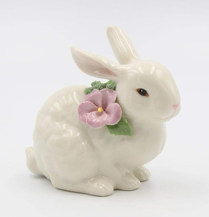 Cosmos Gifts Fine Porcelain Bunny Rabbit with Purple Lilac Pansy Flower Figurine, 4-1/4" H | Amazon (US)