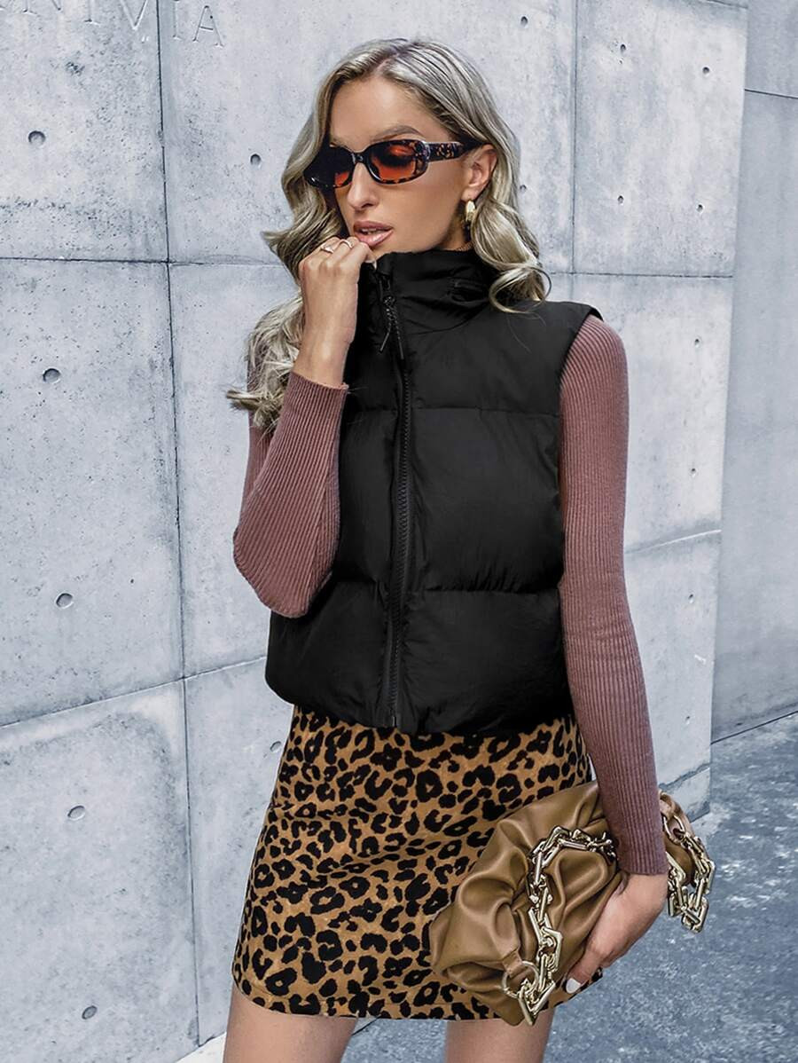 Zip Up Puffer Vest Jacket | SHEIN