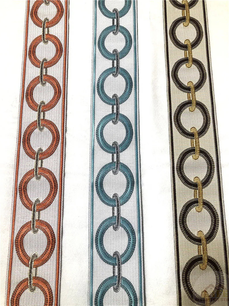 2.3"Embroidery Trim Tape ,Fabric Trim For Curtains ,Greek Key Trim Tape, Curtain Border Trim By t... | Etsy (US)