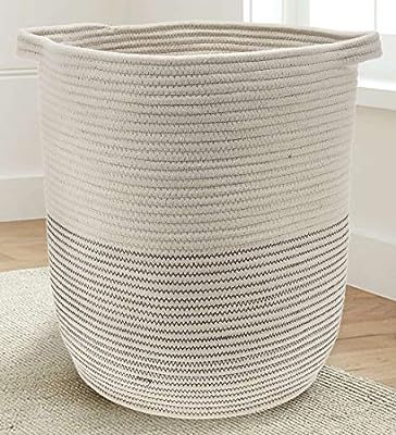 Extra Large Woven Storage Baskets | 18" x 16" Decorative Blanket Basket, Use for Sofa Throws, Pil... | Amazon (US)