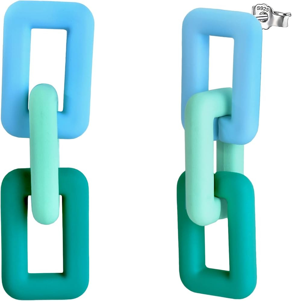 Dangle Earring for Girl, Silver Post Hypoallergenic Acrylic Resin Y2K Colorful Jewelry Trendy Mul... | Amazon (US)