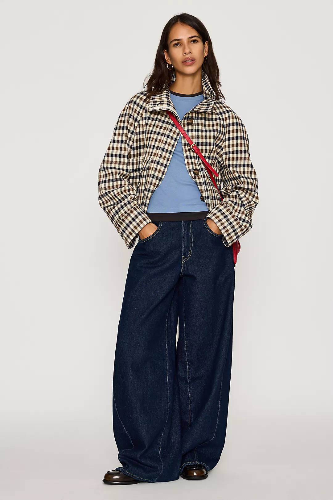 By Anthropologie Check Cropped Trench Coat | Anthropologie (UK)