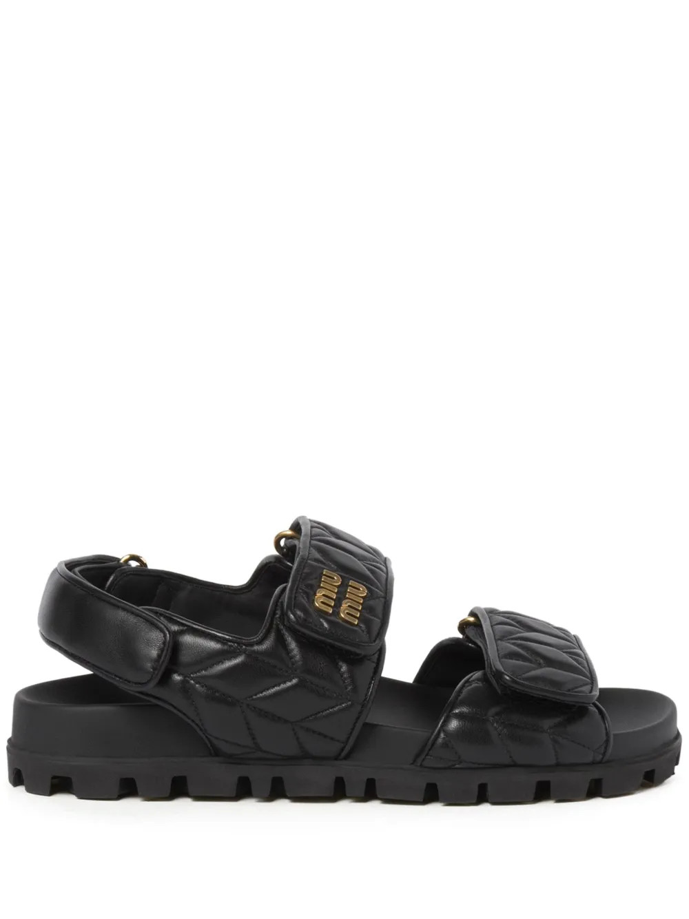 Miu Miu Matelassé Leather Sandals - Farfetch | Farfetch Global