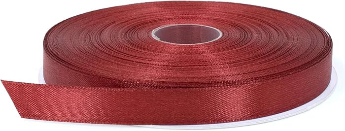 Burgundy Satin Ribbon - 1/2 inch x 50 Yards, Double Face Solid Color, Thick and Durable, 100% Pol... | Amazon (US)